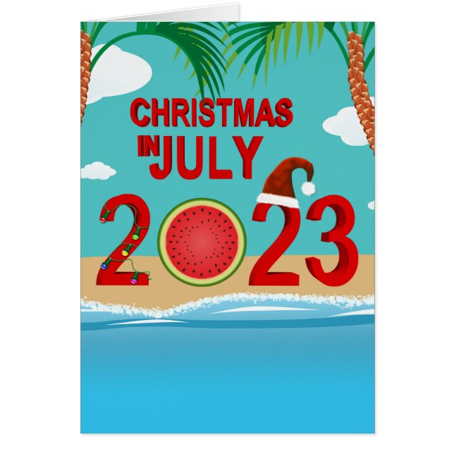 Christmas in July 2023 Watermelon Beach Cards (Front)
