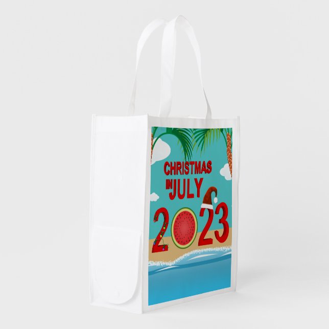 Christmas in July 2023 Watermelon Beach Grocery Bag (Front Side)