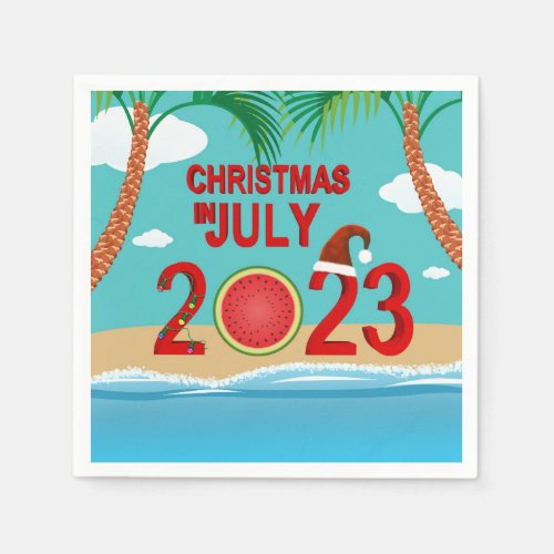 Christmas in July 2023 Watermelon Beach Napkins