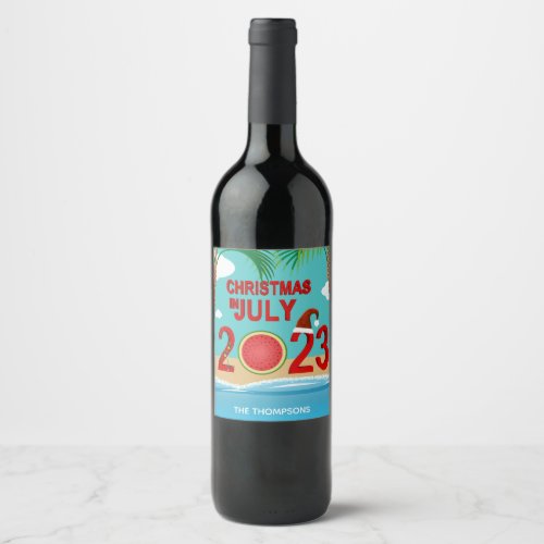 Christmas in July 2023 Watermelon Beach Wine Label