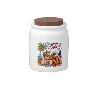 Christmas in July 250 Years of Freedom Beach Santa Candy Jar