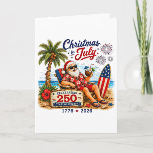 Christmas in July 250 Years of Freedom Beach Santa Holiday Card