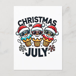Christmas in July 4th of July Ice Cream USA  Invitation Postcard