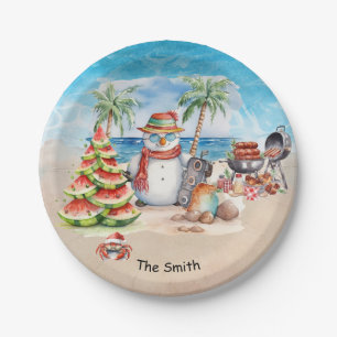 Christmas in July at the beach Paper Plates
