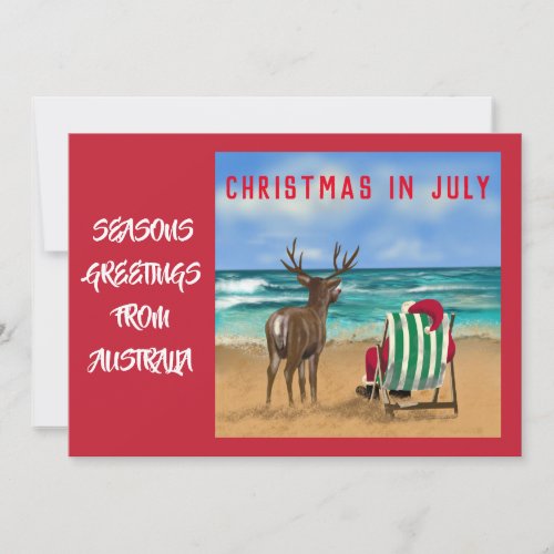 Christmas in July Australia beach Santa Rudolph In Invitation