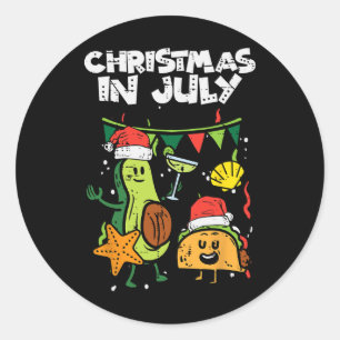 Christmas In July Avocado Taco Summer Mexican Men Classic Round Sticker