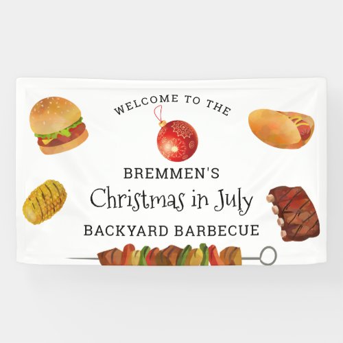 Christmas In July Backyard Barbecue Party Banner