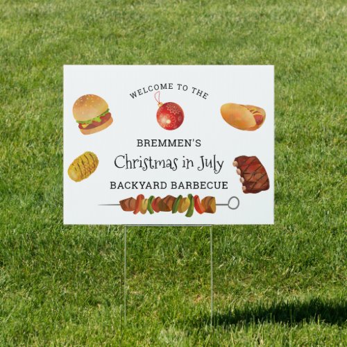 Christmas In July Backyard BBQ Party Sign