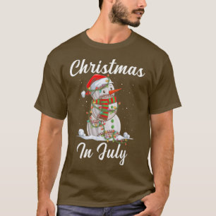 Christmas In July Baseball Snowman Santa Hat Summe T-Shirt