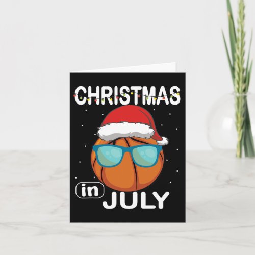 Christmas In July Basketball Santa Sunglasses Xmas Card