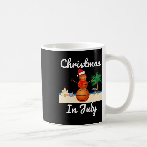 Christmas In July Basketball Snowman Scarf Santa H Coffee Mug