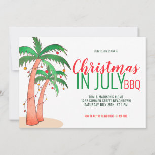 Christmas in July BBQ  Invitation
