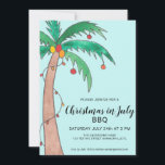 Christmas In July BBQ Palm Tree Invitation<br><div class="desc">Invite family and friends to your Christmas Themed Summer BBQ with these fun festive invitations. They feature a watercolor of a decorated palm tree. Customize these party invitations with your details, change the word BBQ to Party if you wish. All the text is customizable. Because we create our own artwork...</div>