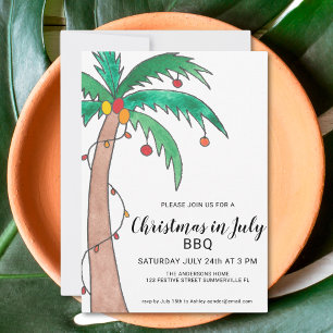 Christmas In July BBQ Palm Tree Invitation