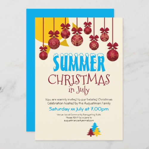 CHRISTMAS IN JULY BBQ Party Invitation