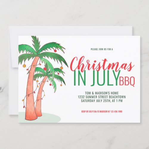 Christmas in July BBQ Party Invitation