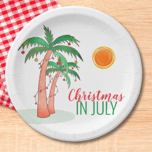 Christmas in July BBQ Party Palm Trees Paper Plates