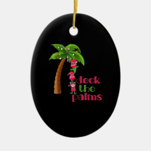 Christmas In July Beach Deck Palms Cruise Ceramic Ornament