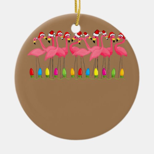 Christmas In July Beach Flamingo Cruise Vacation  Ceramic Ornament
