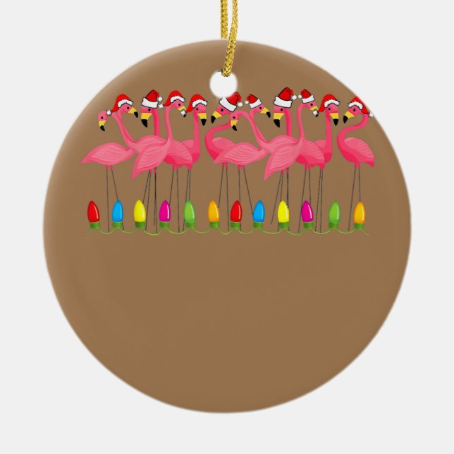 Christmas In July Beach Flamingo Cruise Vacation  Ceramic Ornament (Front)