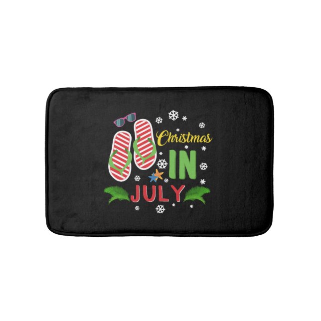 Christmas In July Beach Flip Flops Sunglasses Sun Bath Mat (Front)