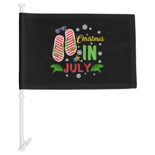 Christmas In July Beach Flip Flops Sunglasses Sun Car Flag