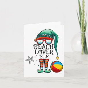 Christmas In July Beach Lover Elf Matching Family  Card