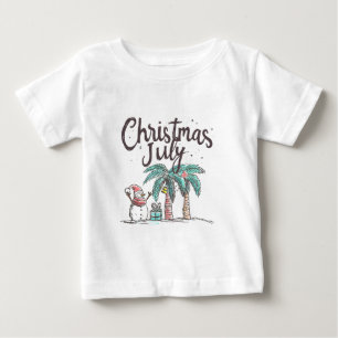 Christmas in July Beach Snowman Palm Tree Summer Baby T-Shirt