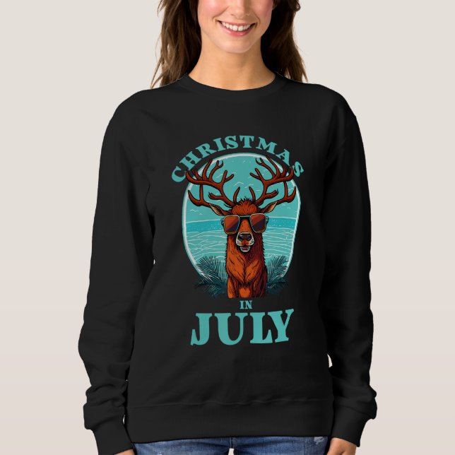 Christmas in July Beach Summer Reindeer Beach Bash Sweatshirt (Front)