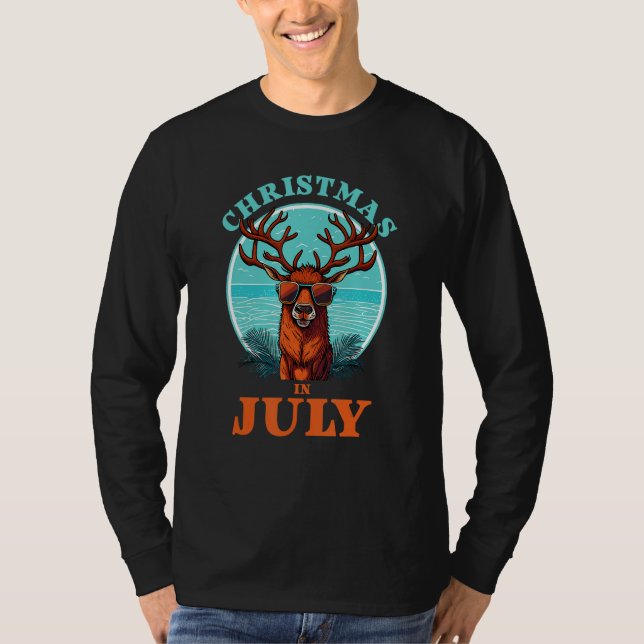 Christmas in July Beach Summer Reindeer Beach Bash T-Shirt (Front)