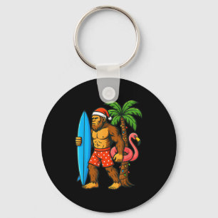 Christmas In July Bigfoot Hawaiian Xmas Palm Tree Keychain