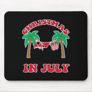 Christmas In July Bikini Flip Flops Palm Tree Mouse Pad