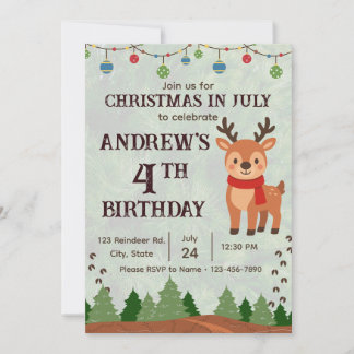 Christmas in July Birthday Party Invitation