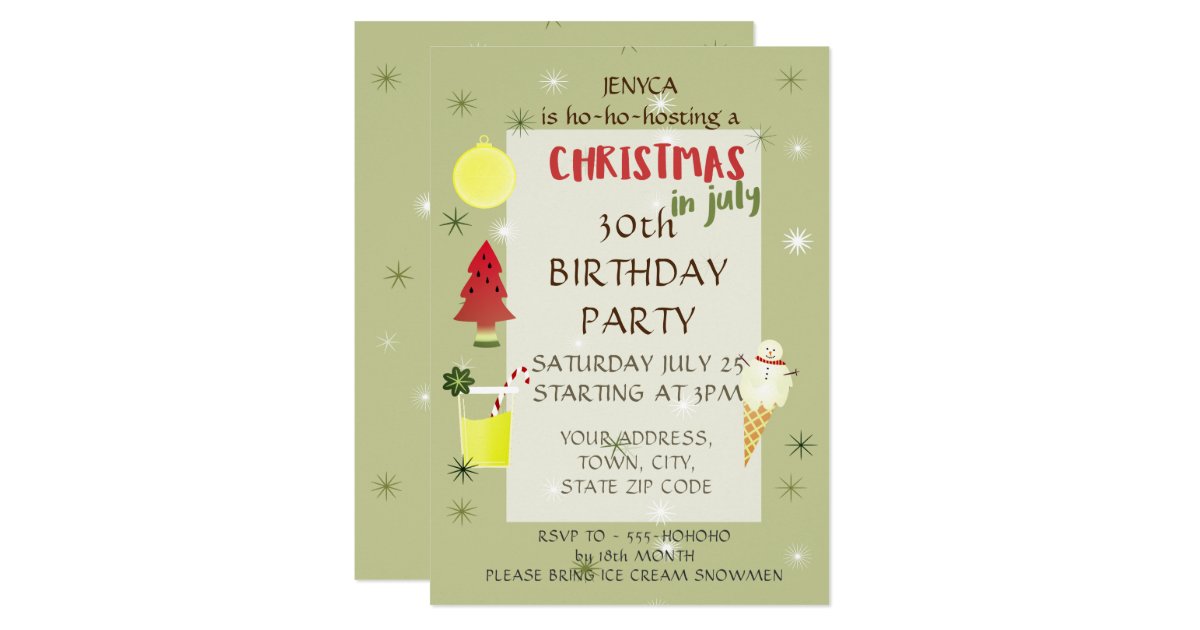 Christmas In July Birthday Party Invitation Zazzle Com