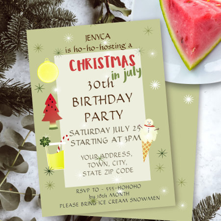 Christmas In July Birthday Party Invitation