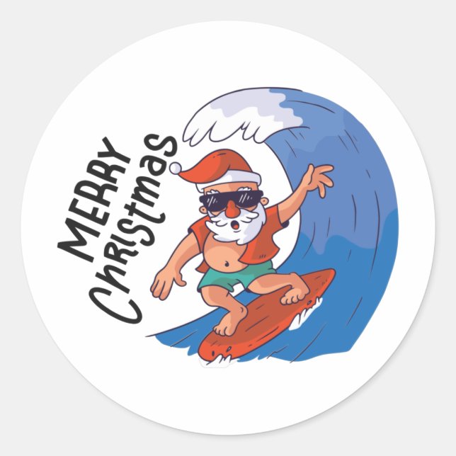 Christmas in July Card Classic Round Sticker (Front)
