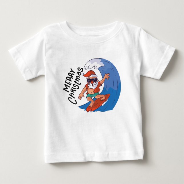 Christmas in July Card Classic Round Sticker Napki Baby T-Shirt (Front)