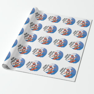 Christmas in July Card Classic Round Sticker Napki Wrapping Paper