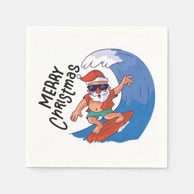 Christmas in July Card Classic Round Sticker Napkins (Front)
