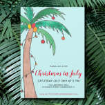 Christmas In July Celebration Palm Tree Party  Invitation<br><div class="desc">Christmas In July Celebration Palm Tree Party Invitation. Invite family and friends to your Christmas Themed Summer Party with these fun festive invitations. They feature a watercolor of a decorated palm tree. Customize these party invitations with your details, change the word Celebration to Party or BBQ if you wish. All...</div>
