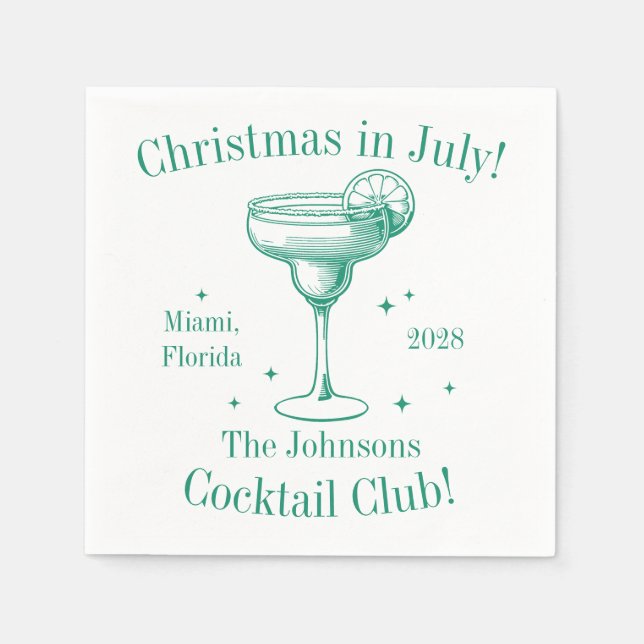 Christmas in July Cocktail Party Napkins (Front)