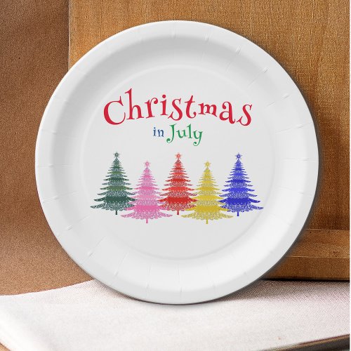 Christmas in July Colorful Party Paper Plates