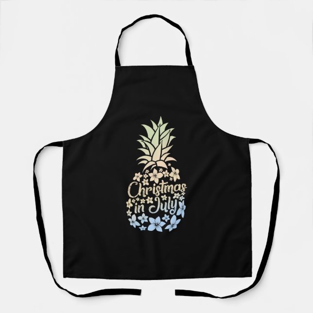 Christmas In July Colorful Pineapple Beach Summer Apron (Front)