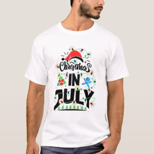 Christmas In July Colorful Xmas Tree Lights Hawaii T-Shirt