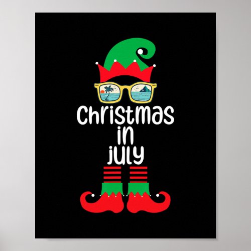 christmas in july costume elf sunglasses beach lov poster