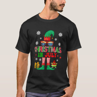 Christmas In July Costume Elf Sunglasses Beach Lov T-Shirt