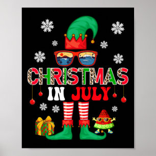 Christmas In July Costume Elf Sungles Beach Lover Poster