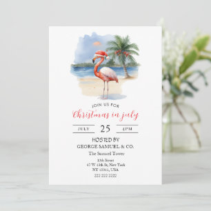 Christmas in July Custom Company Name Flamingo Invitation