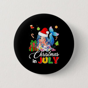 Christmas In July Cute Anime Mermaid Santa Hat Sum Button