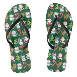 Christmas in July Cute Green Flip Flops